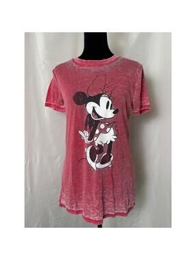 Disney Minnie Mouse Red Burnout Graphic T-Shirt Short Sleeve Women Small